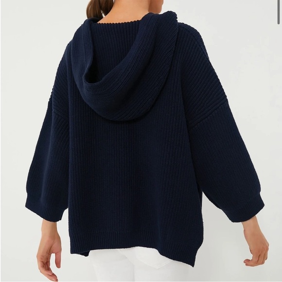 Tuckernuck Navy Knit Declan Pullover sweater size large navy blue hooded knit - Picture 9 of 11